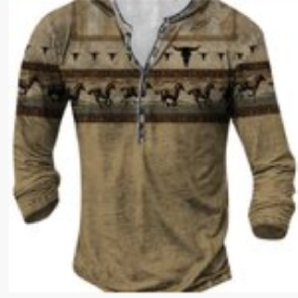 Rugged Cowboy Other - Southwest Long Sleeve 3/4 Button Up Sporty Poly Pullover Brand New!